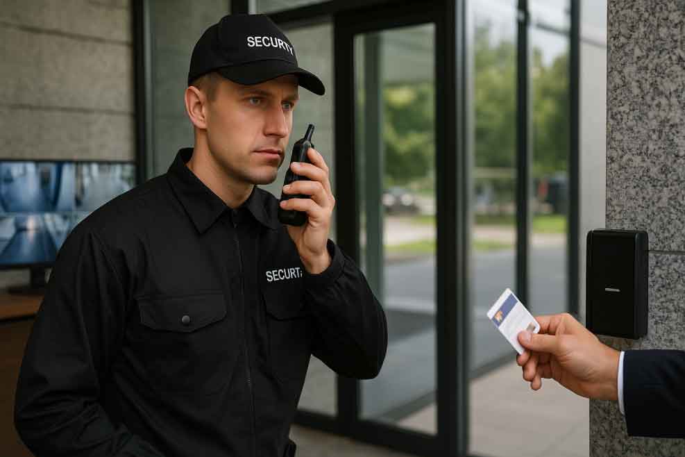 پلیس خصوصی در ورودی ساختمان